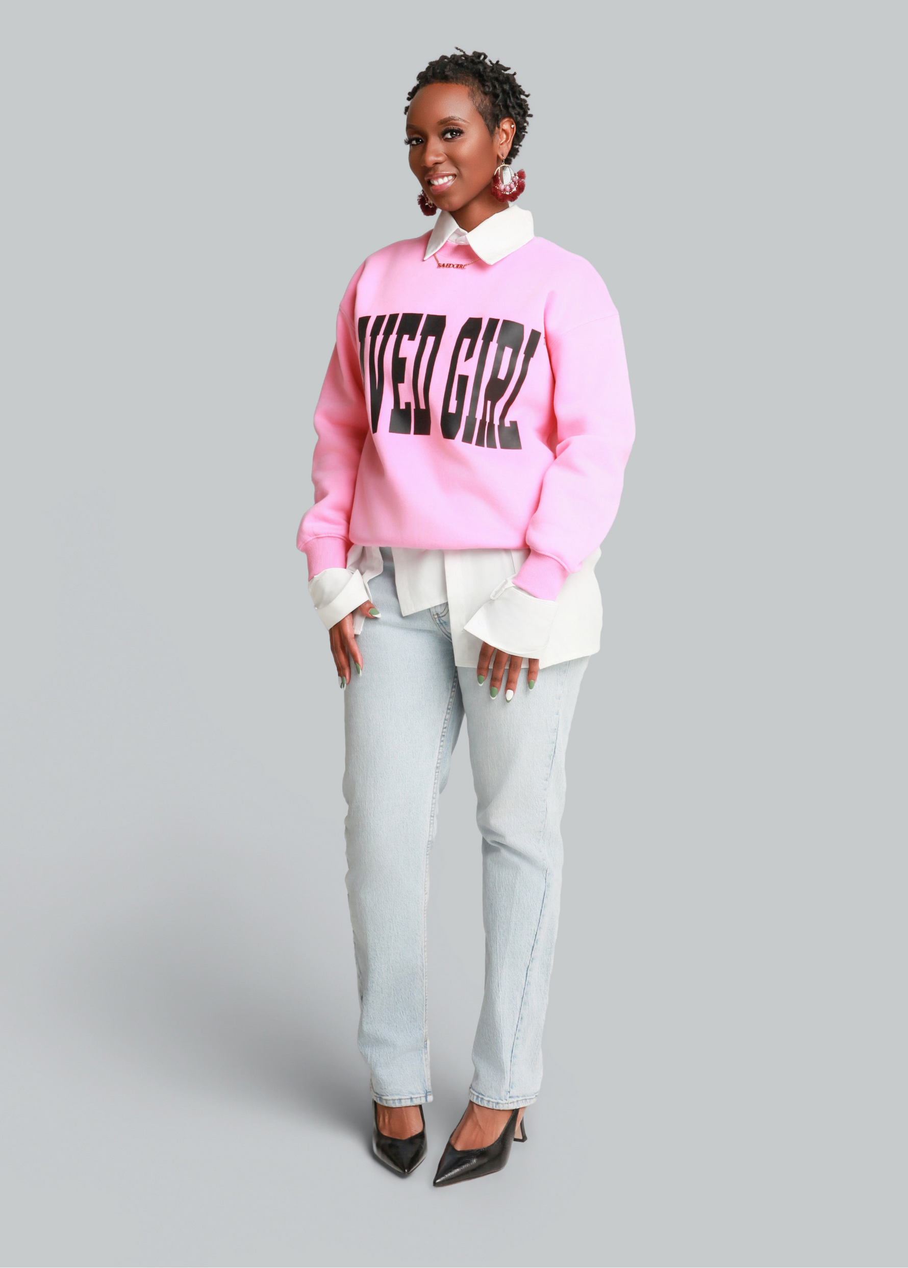 Pink crew neck sweatshirt