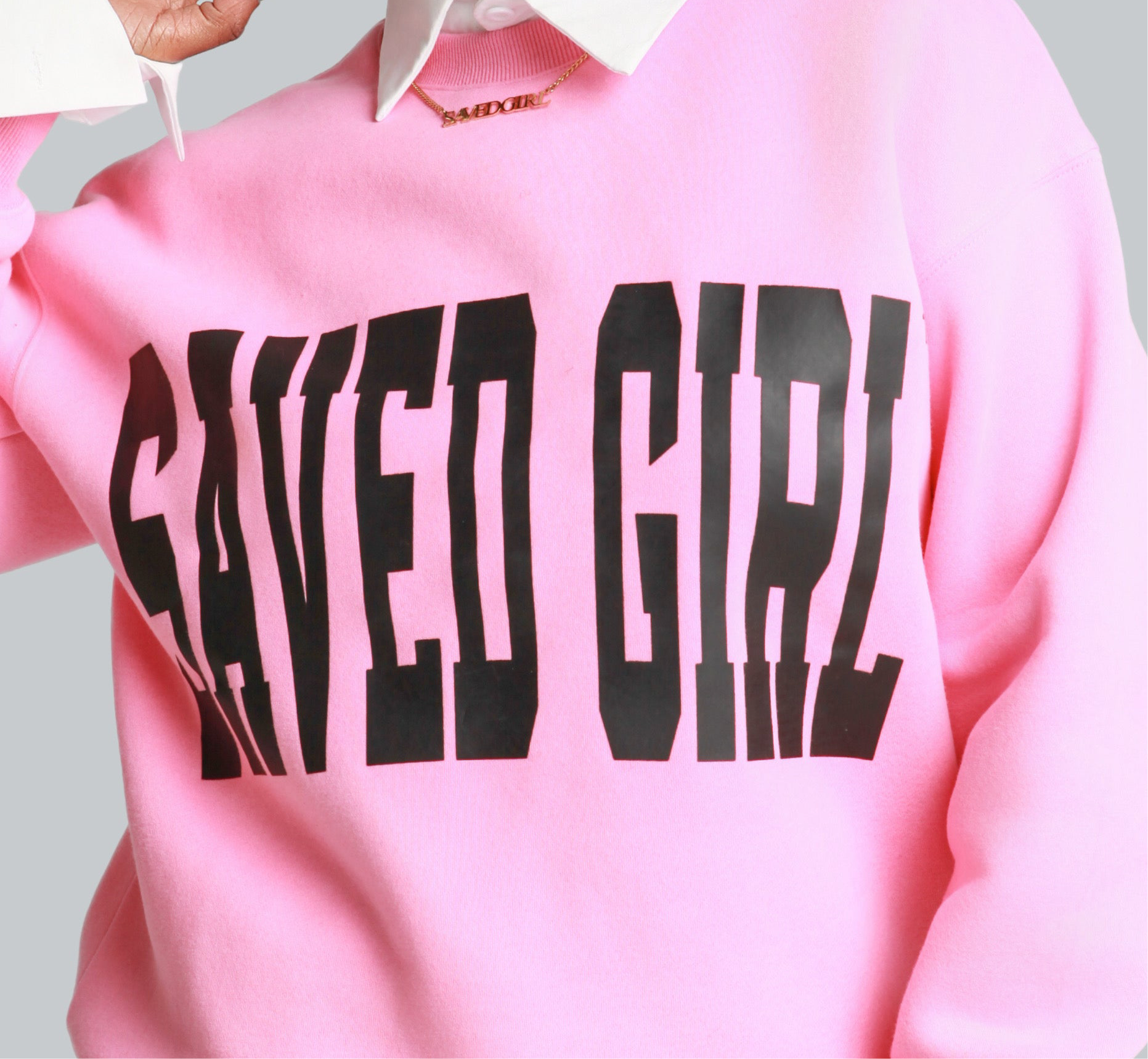 Pink crew neck sweatshirt