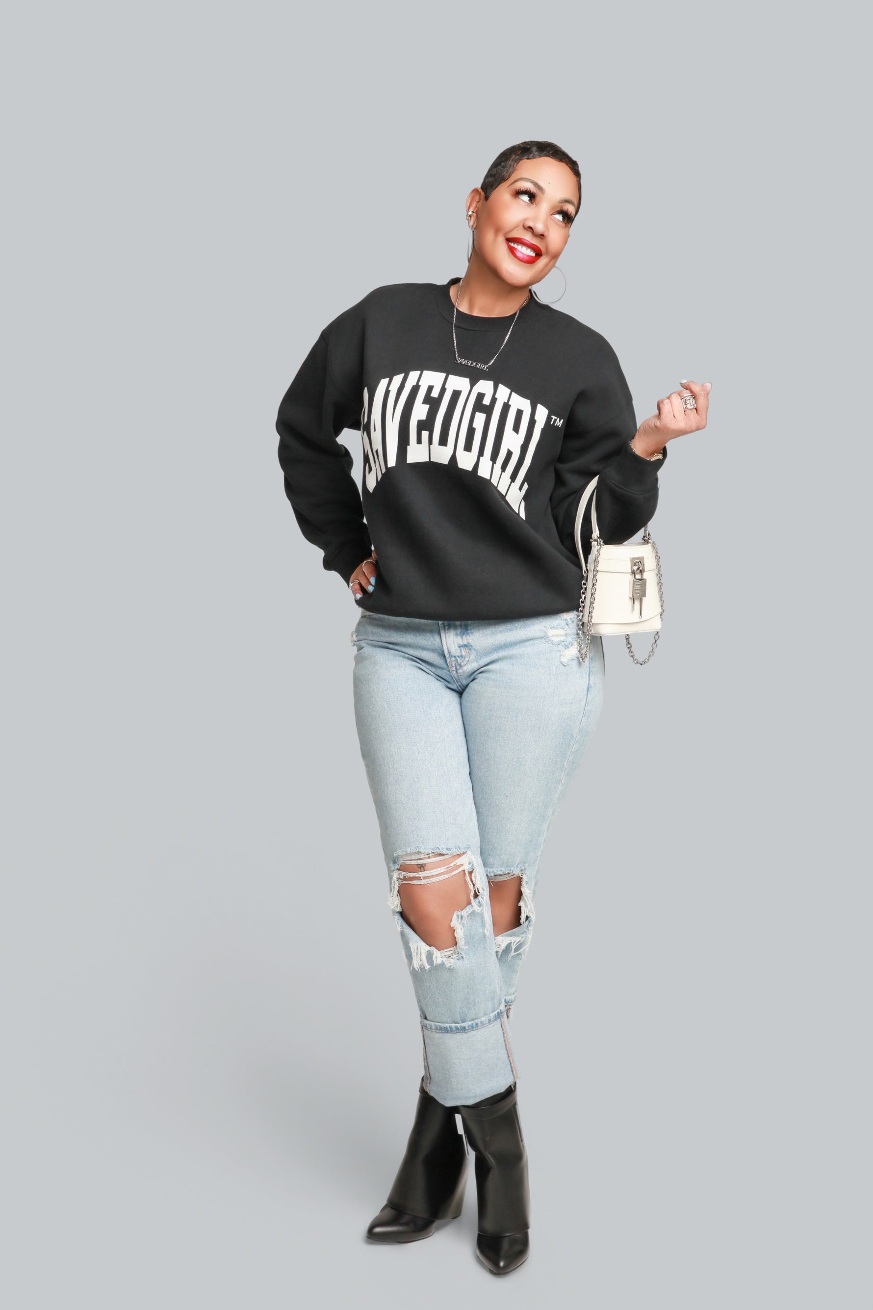 Black crew neck sweatshirt
